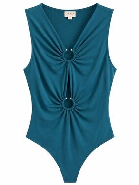 Le Lis Teal Double-Ring Sleeveless Bodysuit
